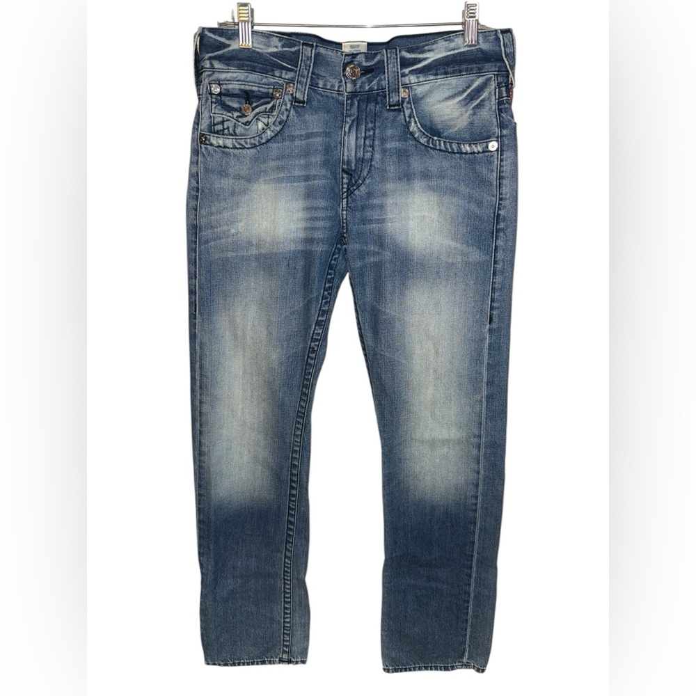 True Religion Mens Straight Jeans Large Pockets Style#MDE859CM size 30 x 33